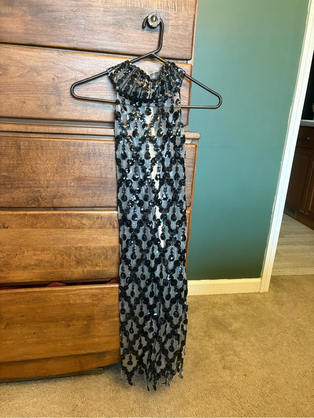 Black Sequined Sheer Dress